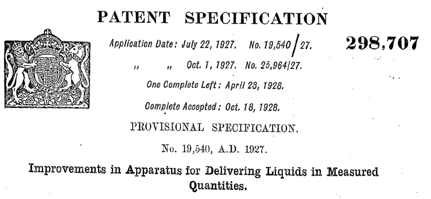 1927 - GB298707A - Improvements in apparatus for delivering liquids in measured quantities